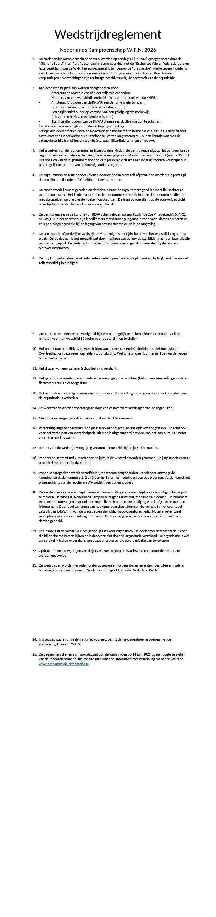 wedstrijdreglement NK WFN